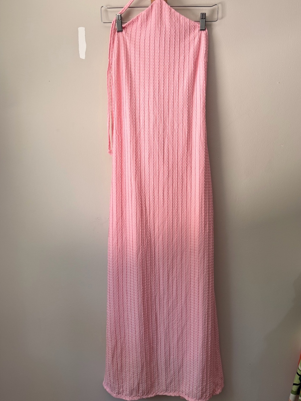 Pink Knit Halter Maxi Dress